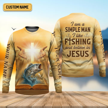 Joycorners I Like Fishing And Believe In Jesus, Fishing UPF Shirts, Fisherman Gift, Fishing Shirts For Men