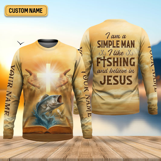 Joycorners I Like Fishing And Believe In Jesus, Fishing UPF Shirts, Fisherman Gift, Fishing Shirts For Men