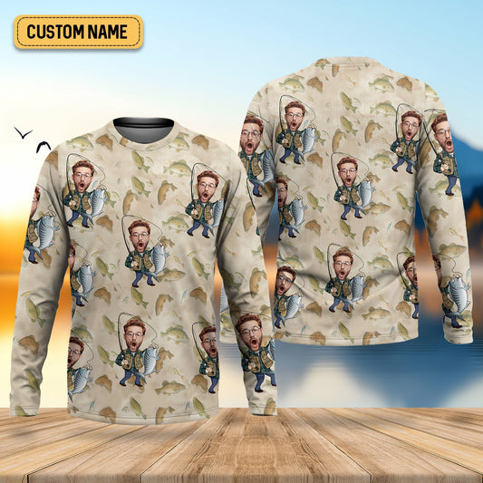 Joycorners Custom Face Fishing Man SPF Shirt For Men, Funny Fishing Shirt, Presents For Fishermen
