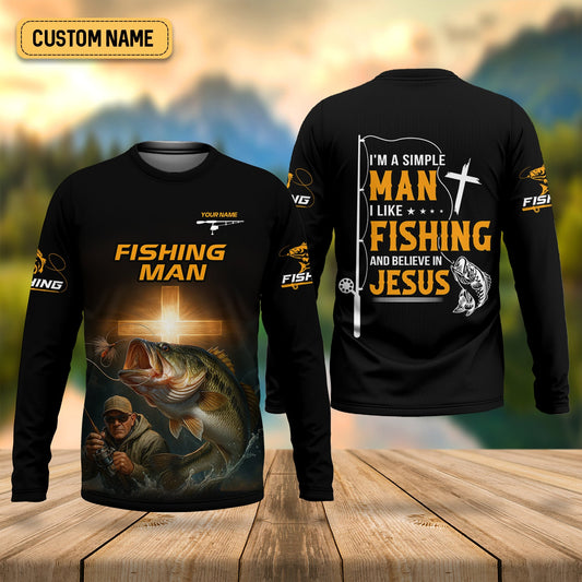 Joycorners I Like Fishing And Believe In Jesus Shirts, SPF Long Sleeve Shirts, Fishing Shirts For Men, Fisherman Gift