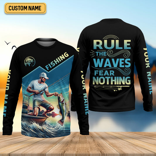 Joycorners Fishing Shirts, Rule The Waves Fear Nothing, SPF Long Sleeve Shirts, Fishing Shirts For Men