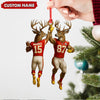 Joycorners Personalized Football Christmas Ornament, Custom Name Deer Players Red Jersey, Funny Kansas City Football Fan Gift Decoration MT2411