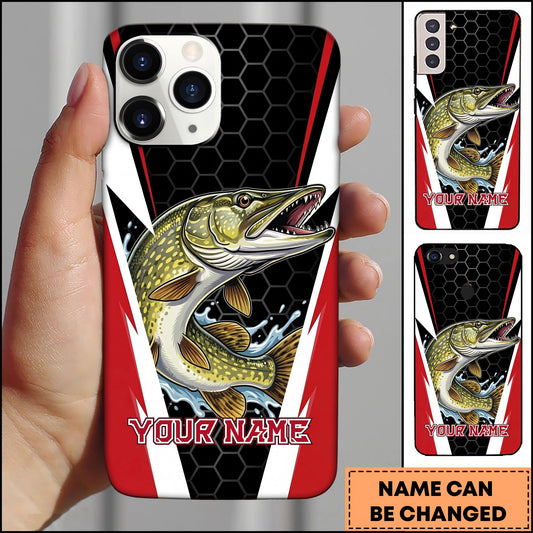 Joycorners Pike Honeycomb Pattern Red White Sport Design Personalized Name Phone Case