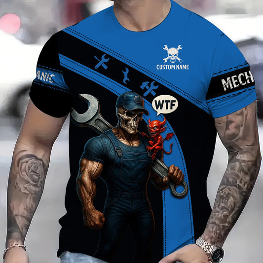 Joycorners Personalized Mechanic Shirt, Even The Devil On My Shoulder Somtimes Whispers WTF Are You Up To Now, Gift For Men PT2609