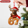 Joycorners Personalized Deer Christmas Ornament, 67 Gingerbread Number Decoration 2025, Funny Buck Birthday Holiday Tree Gift MT2411