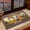 Joycorners Cow With Sunflower Rustic Barn Farm Name Doormat (10 Cattle Breeds)