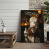 Joycorner Hereford Smoking Cow Flipping Finger Attitude Wall Art Custom Name Rustic Canvas
