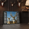 Joycorner Whitetail Deer Couple Winter Window View Canvas