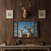 Joycorner Whitetail Deer Couple Winter Window View Canvas