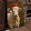 Joycorner Charolais Cow Santa Hat Christmas Tree 3D Wrapped Canvas