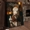 Joycorner Hereford Smoking Cow Flipping Finger Attitude Wall Art Custom Name Rustic Canvas