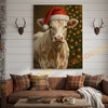 Joycorner Charolais Cow Santa Hat Christmas Tree 3D Wrapped Canvas