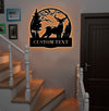 Maxcorners Personalized Deer Hunting Metal Sign WITH LED/WITHOUT LED Light Mountain Scene Custom Text Rustic Wall Art Gift MT0110