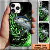 Joycorners Fishing Green Flame Energy Personalized Name Phone Case (10 Fish Species)