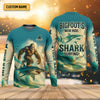 Joycorners Bigfoot's New Ride Shark Surfing Fishing UPF Shirts, Funny Fishing Shirt, Presents For Fishermen