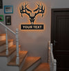 Maxcorners Personalized Deer Skull Metal Sign WITH LED/WITHOUT LED – Rustic Hunting Cabin Wall Decor, Gift for Hunters MT0110
