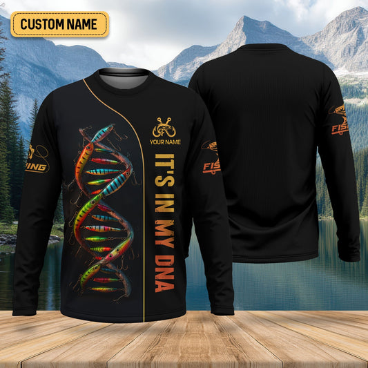 Joycorners It's In My DNA Fishing UPF Shirts, Funny Fishing Shirt, Men Jersey, Presents For Fishermen