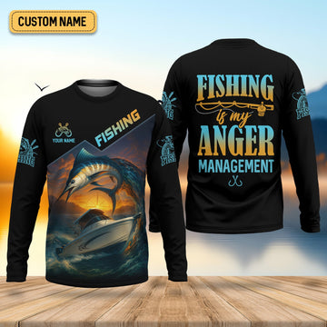 Joycorners Fishing Is My Anger Management Men Fishing Shirt, SPF Shirt For Men, Presents For Fishermen