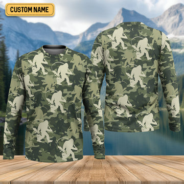Joycorners Bigfoot Camo Fishing SPF Shirts, Bassquatch Fishing Shirts, Fishing Shirts For Men, Funny Fisherman Gift