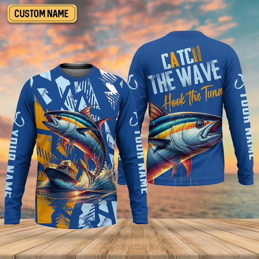 Joycorners Catch The Wave Hook The Tuna SPF Shirts, Fishing Shirts For Men, Fisherman Gift