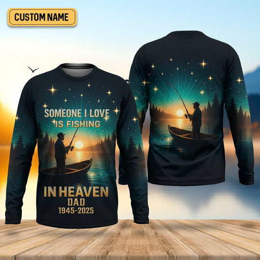 Joycorners Fishing In Heaven Custom Memorial Shirt, SPF Shirt For Men, Presents For Fishermen, Bass Fishing