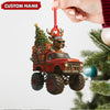 Joycorners Personalized Funny Deer Truck Acrylic Christmas Ornament – Custom Name Gift for Hunters & Outdoor Lovers MT1111