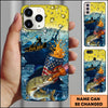Joycorners Fishing Phone Case Beer Splash Fishing Graphic Personalized Name 3D Phone Case (10 Fish Species)