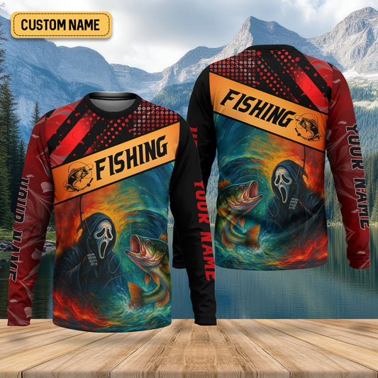 Joycorners Ghost Face Fish Mens Sun Protection Shirts, Fishing Jersey, Fisherman Gift, Fishing Shirts For Men