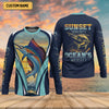 Joycorners Marlin Fishing Shirts, Sunset Serenity, Ocean's Majesty, SPF Long Sleeve Shirts, Fishing Shirts For Men
