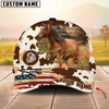 Joycorners American Flag Cowhide Personalized Name 3D Hat