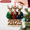 Joycorners Personalized Brothers Forever 2025 Christmas Ornament, Custom Name Deer Trio in Suits, Funny Family Brother Gift Decor MT2411