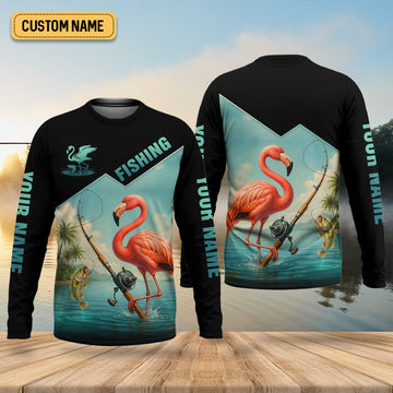 Joycorners Flamingo Fishing, Hooded UPF Shirt, Funny Fishing Shirt, Men Jersey, Presents For Fishermen