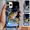 Joycorners Walleye Splash Water Lightning Stripe Dark Blue Art Golden Line  Personalized Name Phone Case