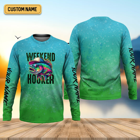 Joycorners Weekend Hooker Green Fishing Shirt, SPF Shirt For Men, Long Sleeve Sun Shirt, Gift For Fisherman