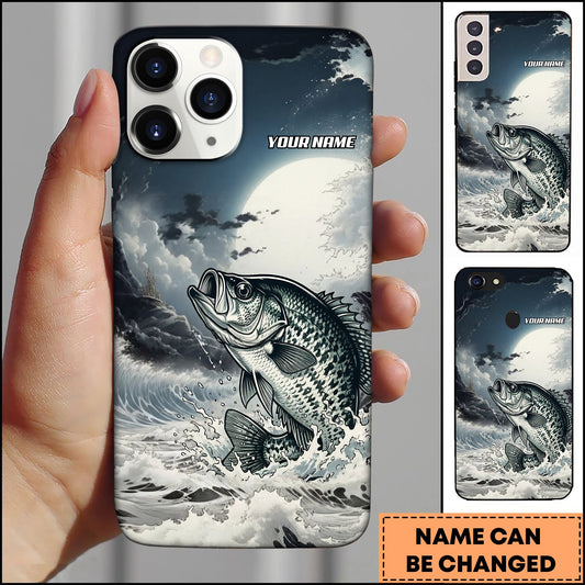 Joycorners Crappie Fishing Moon Ocean Splash Personalized Name Phone Case