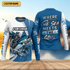 Joycorners Skeleton Fishing Shirts, Where The Sea Meets The Soul, SPF Long Sleeve Shirts, Fishing Shirts For Men