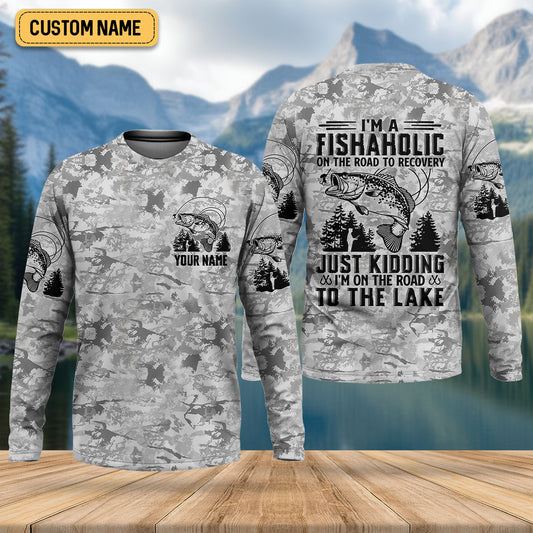 Joycorners I'm A Fishaholic On The Road To Recovery Fishing UPF Shirts, Funny Fishing Shirt, Fishing Shirts For Men
