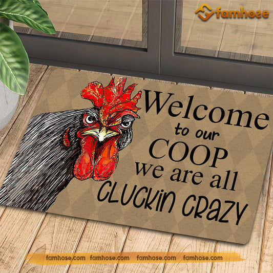 Joycorners Chicken Doormat, Welcome To Our Coop We Are All Cluckin Crazy Gift For Chicken Lovers, New Home Gift, Housewarming Gift, Chicken Decor LM0210