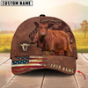 Joycorners Cattle American Flag Personalized Name 3D Hat
