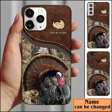 Joycorners Turkey Hunting Leather Pattern Personalized Name Phone Case LM0912