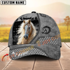 Joycorners Horse Gray Leather Woven Personalized Name 3D Hat