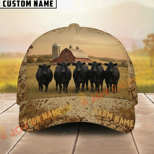 Joycorners Mud Pattern Classic Personalized Name & Farm Name Cattle Cap (9 Cattle Breeds)
