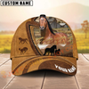 Joycorners Cow Brown Leather Farm Personalized Name 3D Hat