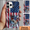 Joycorners Fishing Phone Case American Flag Lightning Design Personalized Name 3D Phone Case (10 Fish Species)