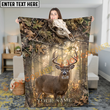 Joycorners Deer Skull Forest Camouflage Hunting Personalized 3D Blanket