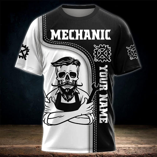 Joycorners 3D All Over Print T-Shirt, Custom Mechanic Skull Tool Box Mechanic 3D Unisex All Over