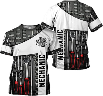 Joycorners Personalized Mechanic Shirt for Men, Mechanic Tool T shirt Hoodie Sweatshirt 3D Shirts, Mechanics Equipment Apparel PT2609