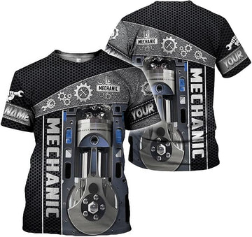 Joycorners Custom Name Mechanic Shirt Mechanic Engine Unisex Printed T Shirt PT2609
