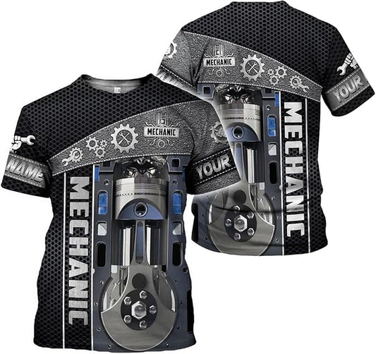 Joycorners Custom Name Mechanic Shirt Mechanic Engine Unisex Printed T Shirt PT2609