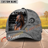 Joycorners Horse Gray Leather Woven Personalized Name 3D Hat